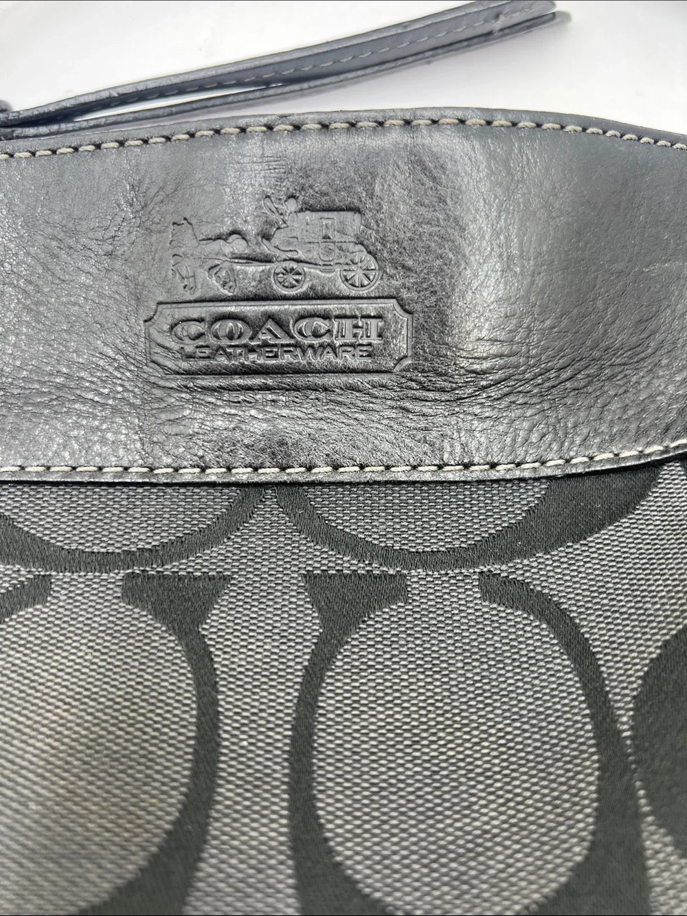 Coach Zoe Signature Hobo / Shoulder Bag in Black & Grey Signature Canvas -12657